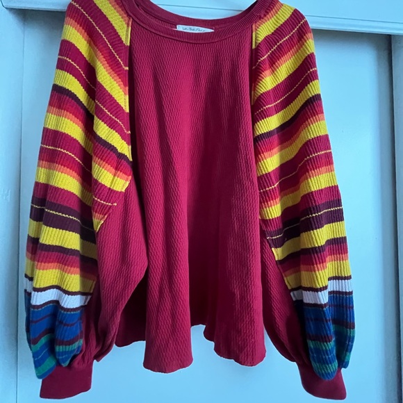 Balloon Sleeve Sweater Free People Red Rasta - Picture 4 of 5